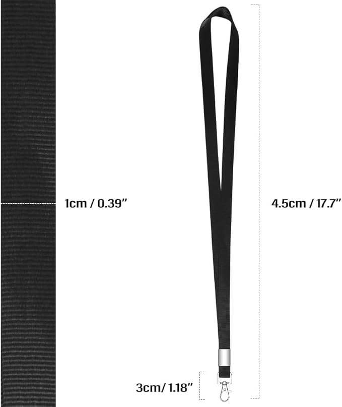 7 PCS Black Lanyards for ID Badges, Keys, Cruise Ship Cards, Keychain, Soft Nylon Neck Lanyard with Clip, Badge Lanyard for Teacher, Kids, Men, Women