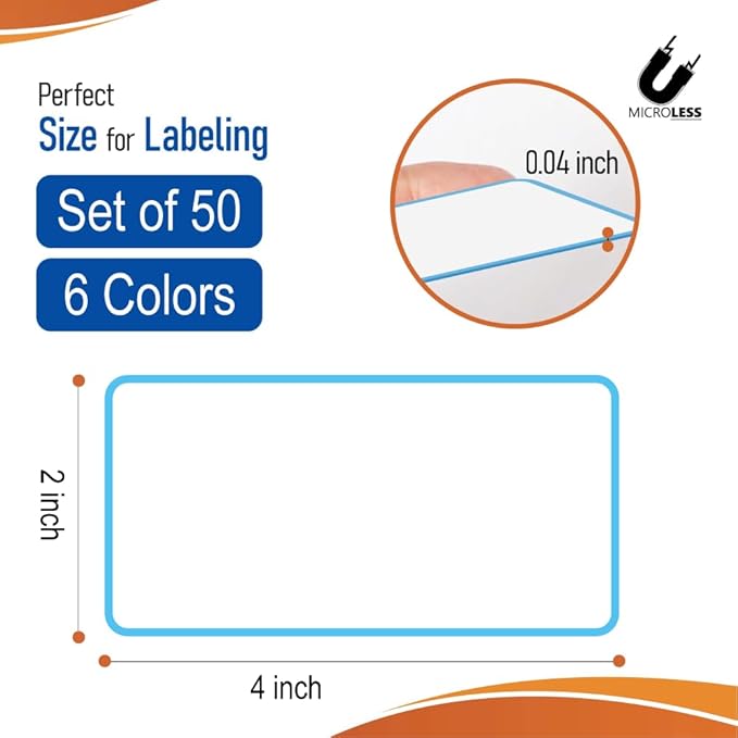 Dry Erase Magnetic Labels Bordered Colors 2 * 4 inch