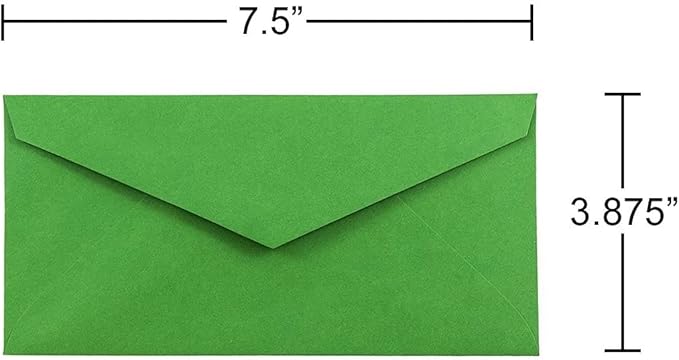 JAM PAPER Monarch Colored Envelopes - 3 7/8 x 7 1/2 - Green Recycled - 50/Pack