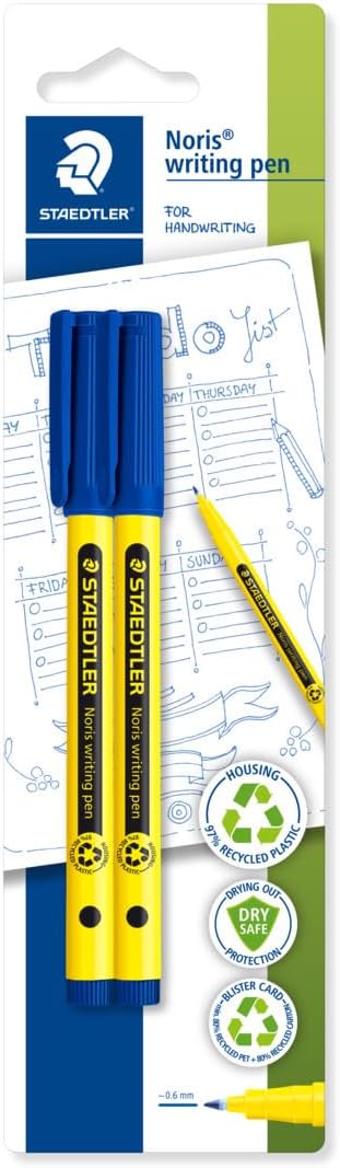 STAEDTLER 307-3 BK2 Noris Handwriting Pen - Blue (Pack of 2)