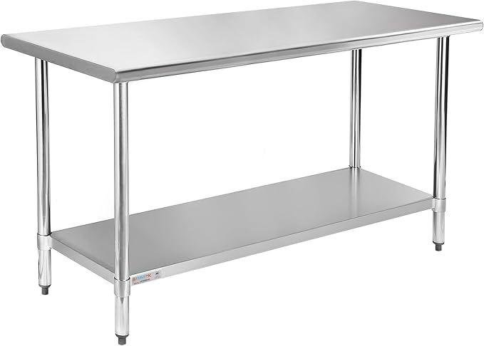 STABLEINK NSF Stainless Steel Table, 30 x 60 Inches Metal Prep & Work Table with Adjustable Undershelf, for Commercial Kitchen, Restaurant, Hotel and Garage