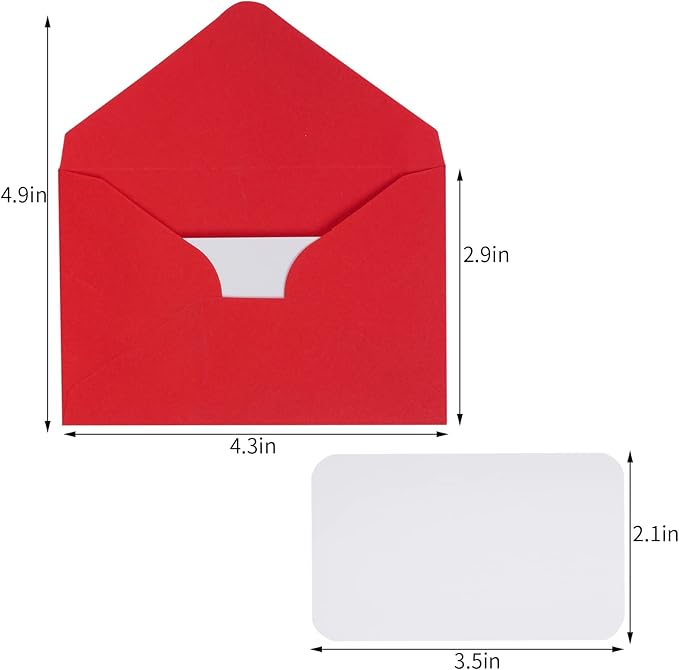 jiebor 100 Sets Small Valentines Day Blank Cards with Small Valentines Day Envelopes Pink Gift Cards Wedding Invitation Envelopes for Valentines Day Mother's Day 4.37 x 2.91 Inch