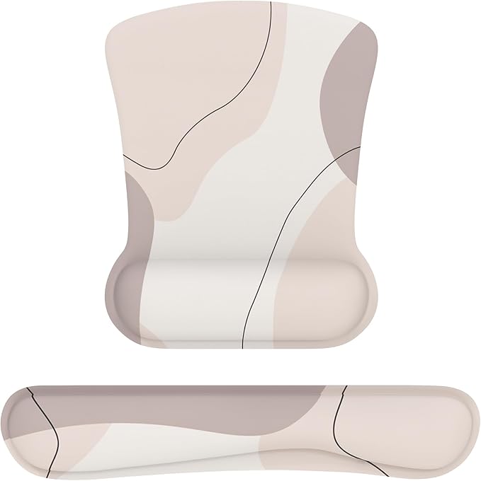 iCasso Mouse Pad with Wrist Rest, Keyboard Wrist Rest, Made of Memory Foam, Ergonomic Support, Easy Typing and Relieve Wrist Pain, Perfect for Gaming, Computer, Office, Laptop-Brown Art