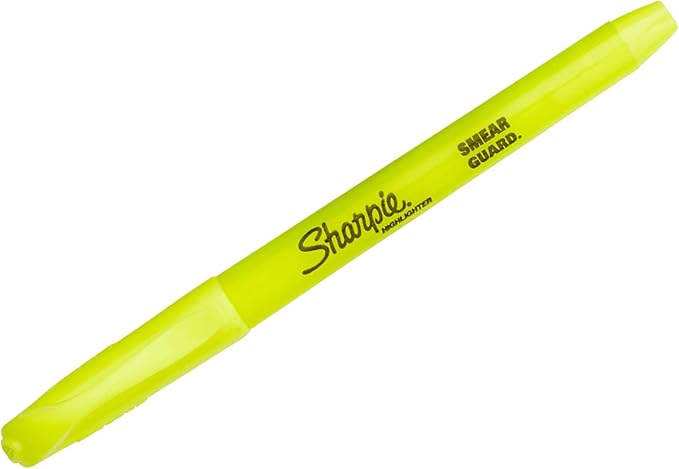 Sharpie Pocket Style Highlighters, Chisel Tip, Fluorescent Yellow, Box of 12