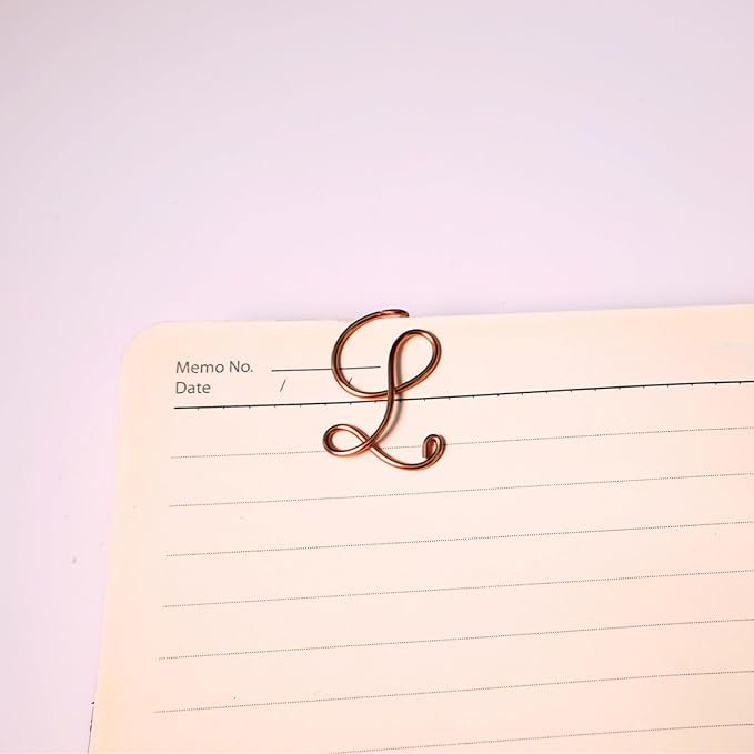 Personalized Initial Copper Bookmark, Set of 5, Handmade Copper Gift for Her, Him, Couple on Birthday, Wedding Anniversary, Alphabet Bookmark (L)