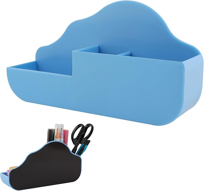 Magnetic Pen Holder,3 Compartments Magnetic Dry Erase Marker Holder,Extra Strong Magnet Storage Marker Pen Pencil Organizer for Refrigerator,Whiteboard,Locker Accessories(Cloud Style)