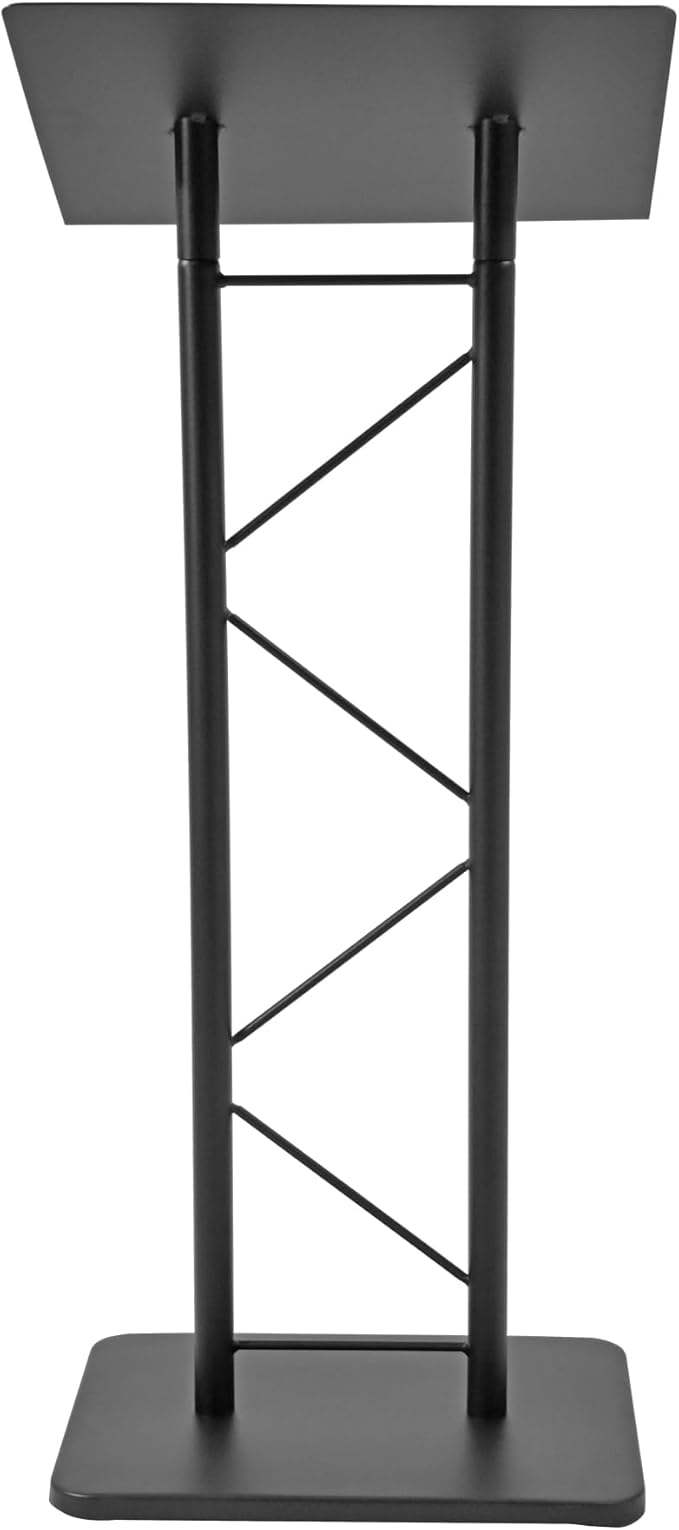 Kingdom KML7B Large Portable Lectern, Stand Up Church Pulpit, Slanted Lectern, Conference Podium for Speakers, Speeches and Other Occasions- Truss Lectern, Black Powder Coat Finish, Metal