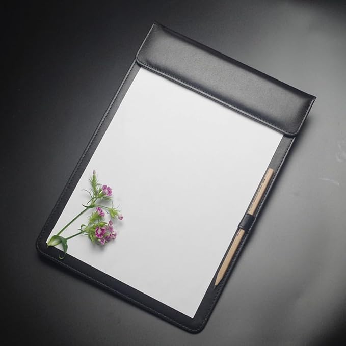 PU Leather Clipboard 13" X 9" - A4 File Clip Folder Document Organizer Writing Pad Business Card Holder - Magnetic Conference Pad with Pen Holder for Hotel Office Hospital School