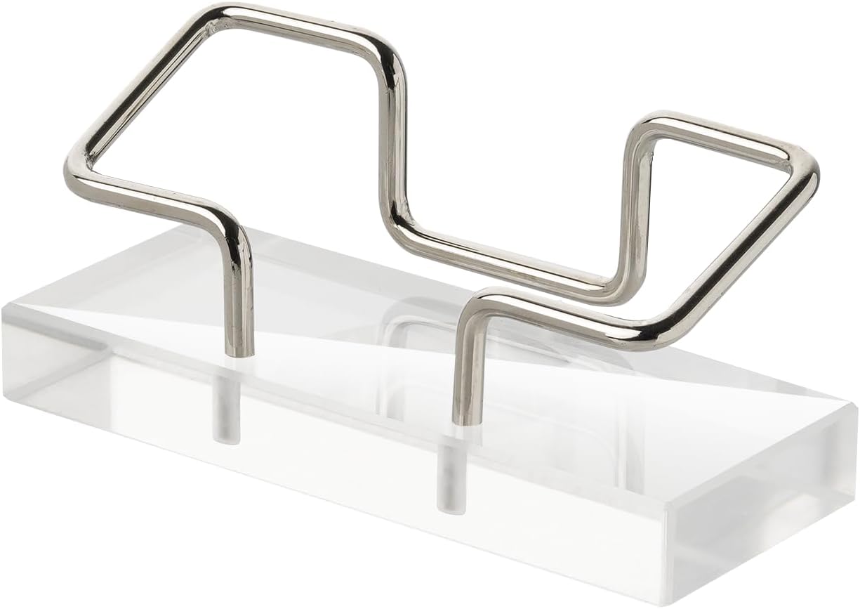 Business Card Holder for Desk, Modern Card Organizers and Office Desk Accessories for Men and Women (Silver)