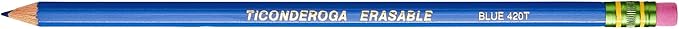 Ticonderoga Erasable Checking Pencils with Eraser, Pre-sharpened, Red, 12-Pack (14259) & Erasable Checking Wood-Cased Pencils, Pre-Sharpened, Blue, 12 Count