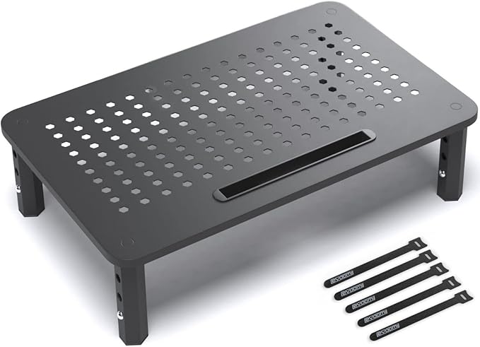 EVOOMI Monitor Stand Riser - Upgraded for Faster Productivity - Anti-Skid, HD Hexagonal Steel - Free Cable Ties - Computer Stand - Laptop, Desktop, Printer, iMac (Simple)