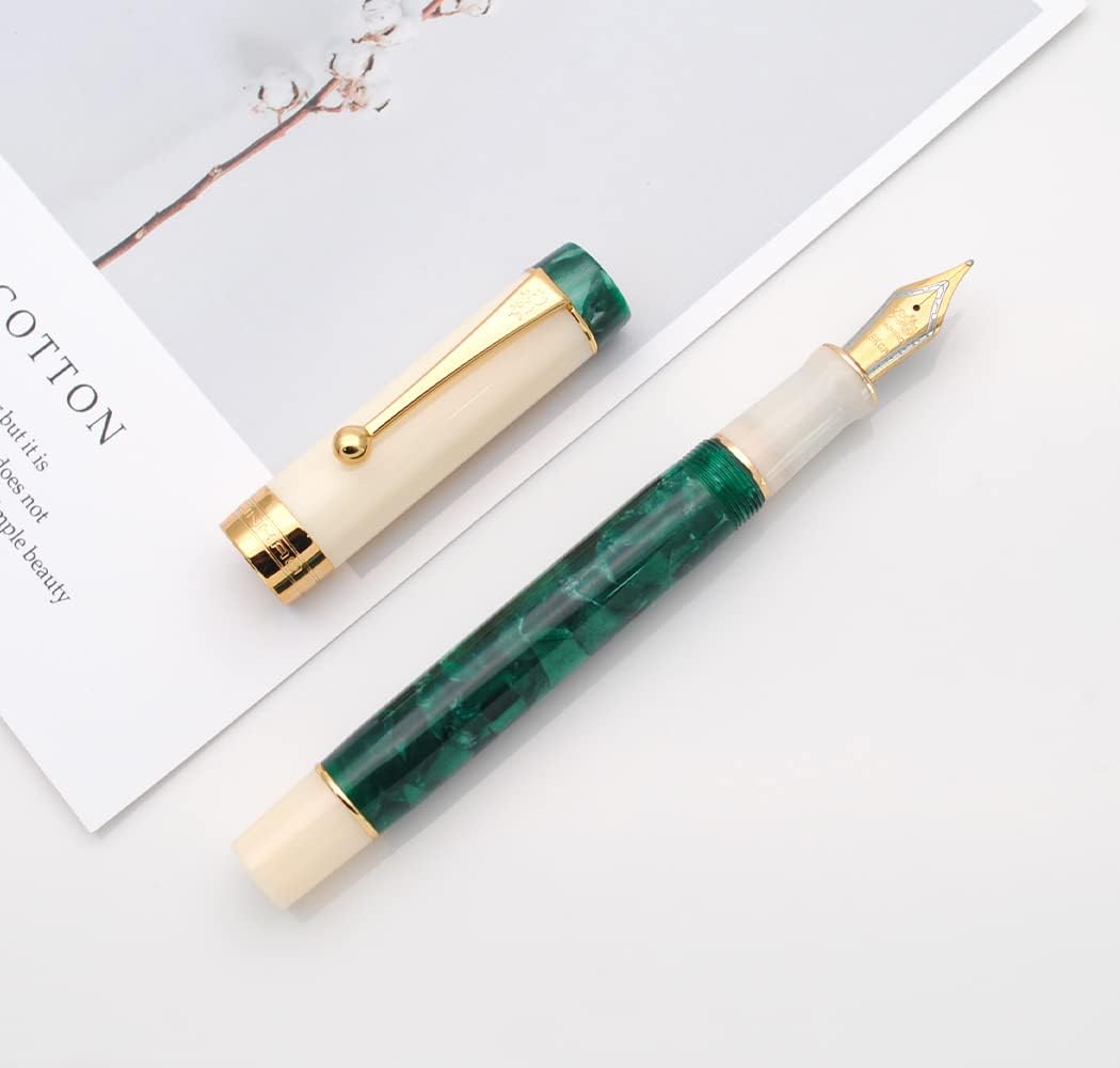 JINHAO 100 Fountain Pen with Ink Converter (Medium Nib 0.7mm, Deep Sea Green-A)