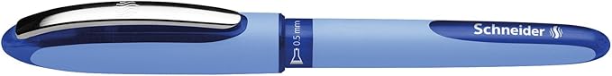 Schneider One Hybrid N Rollerball Pen, 0.5 mm Hybrid Needle Tip, Light Blue Barrel, Blue Ink, Box of 10 Pens (183503)