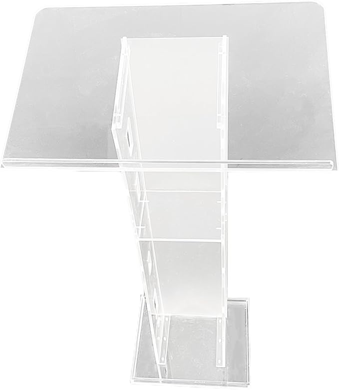 Mobile Detachable Acrylic Transparent Curved Podium for Speeches, Opening Ceremonies, Celebrations and Other Occasions,Countertop Size 60x40cm,Easy Assembly Required