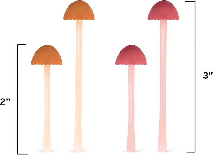 Genuine Fred Magic Sprout, Mini-Mushroom Bookmarks - Set of 4 - Two Sizes & Colors - Soft, Flexible Silicone - Fun Stocking Stuffer, Gift for Book Lovers, Teachers, Back to School - Cottagecore Decor