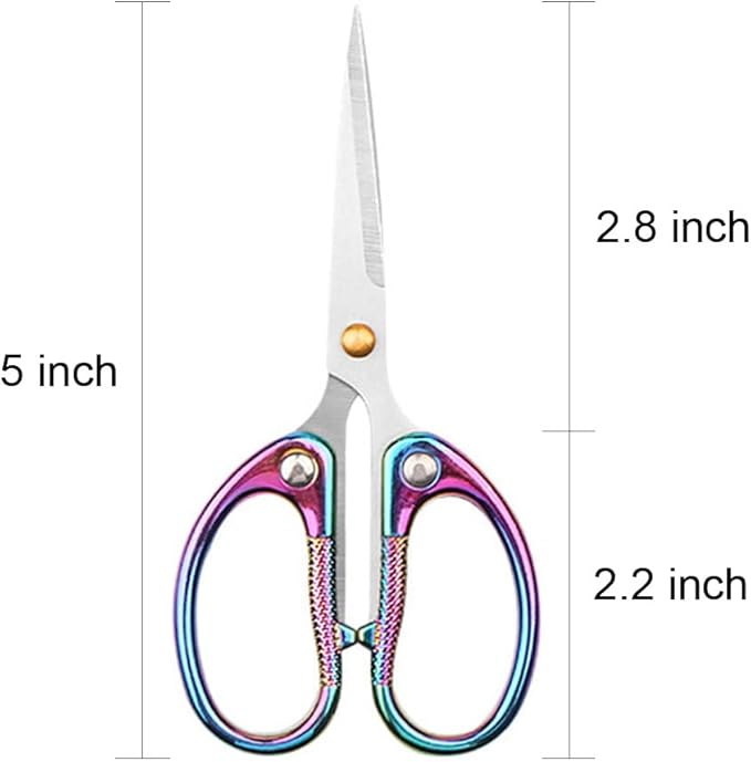 5" All Stainless Steel Office Scissors,Ultra Sharp Blade Shears,Sturdy Sharp Scissors for Office Home School Sewing Fabric Craft DIY Multipurpose Scissors Colorful
