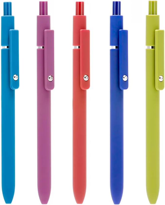 5PCS Assorted Colors Retractable Gel Pens Set, Quick Dry Black Ink Fine Point Roller Ball Gel Ink Pen for Smooth Writing (Vintage Color)