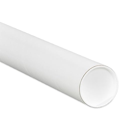 AVIDITI Cardboard Tubes with Caps, 24"L x 2"W x 2"H, Pack of 50 | Poster Tube for Mailing and Storage of Blueprints, Artwork, Crafts, Long Art Holder, 24 inches