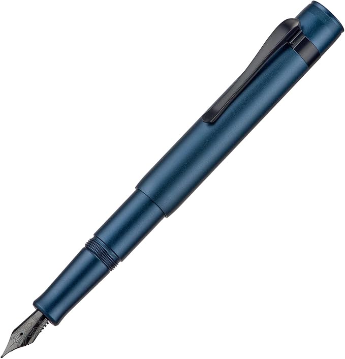 Hongdian M2 Black Forest Mini Fountain Pen, Extra Fine Soft Nib & Sleek Shape Aluminium Short Pocket Travel Pen (Midnight Blue)