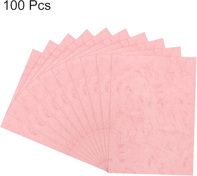 MECCANIXITY 100pcs A4 8-1/2 x 11.5 Inch Presentation Binding Covers Letter Size Leather Textured Grain Paper Un-Punched for Business Reports, Pale Pink