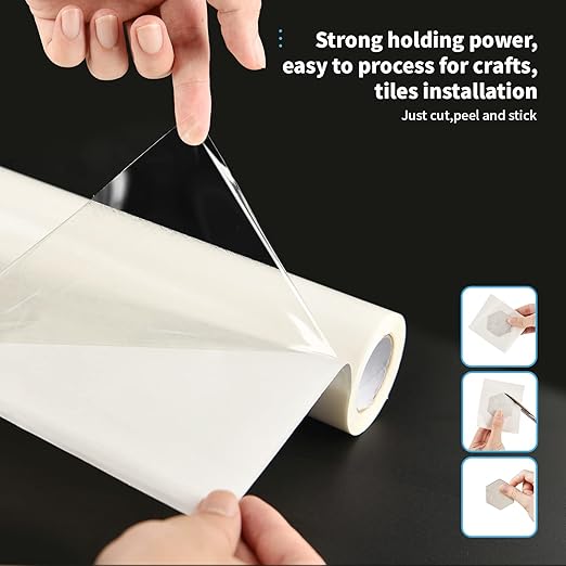 Art3d Adhesive Tile Setting Mat, Double-Sided Tape Sheet for Crafts, Arts, DIY Projects, 12in. X 120in. Damage-Free, Residue-Free