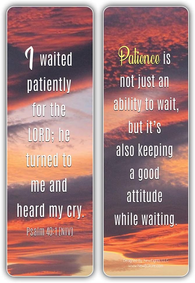 NewEights Famous Verses and Quotes on Patience Bookmarks (12-Pack) – Daily Motivational Card Set – Epic Collection Set Book Page Clippers – Cool Gifts for Men, Women – Bible Verses Sayings
