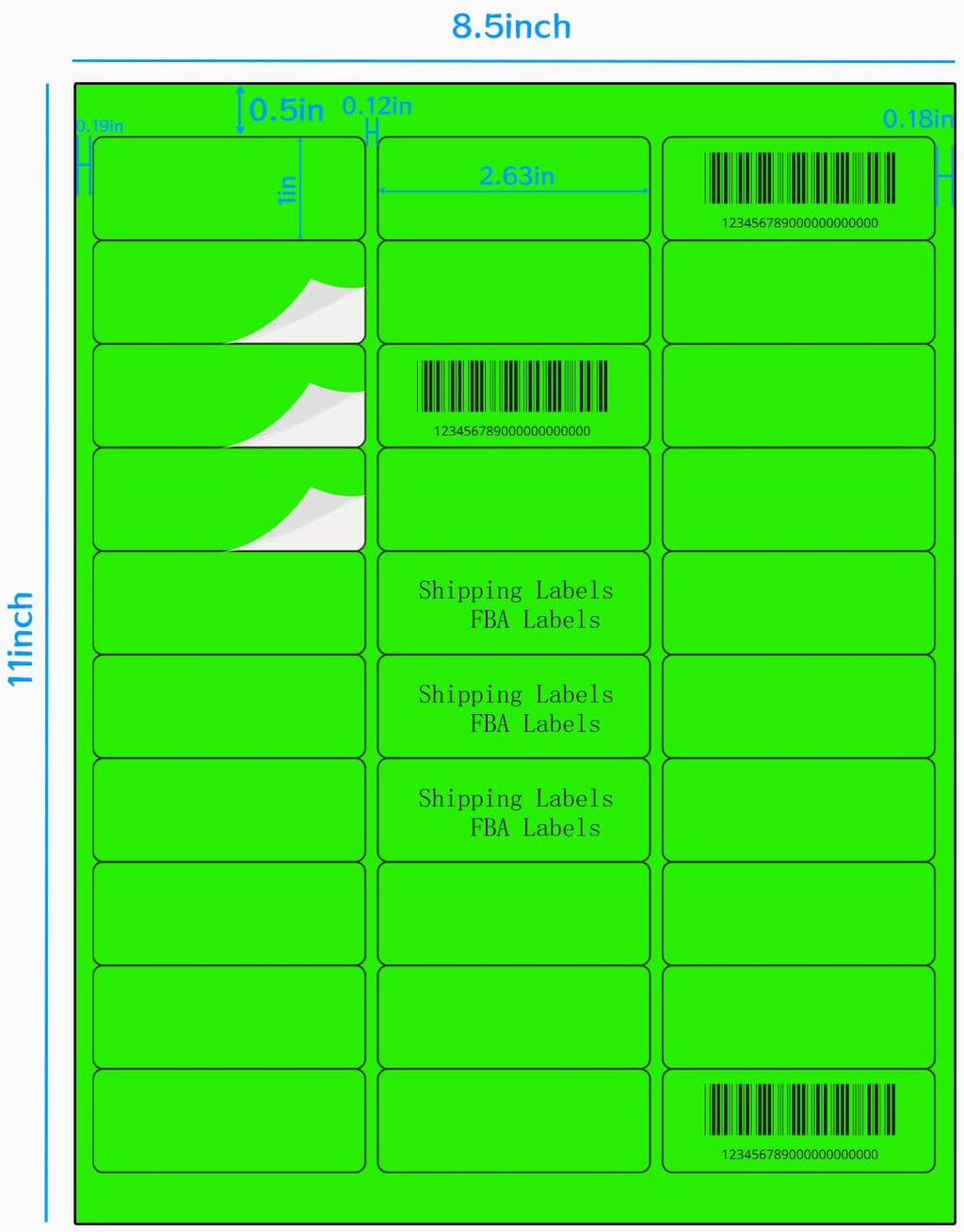 STARLIBOO 1" x 2-5/8" Address Labels- Neon Color Fluorescent Stickers for Laser/Inkjet Printer mailing Labels 8.5"×11"- Fluorescent Green