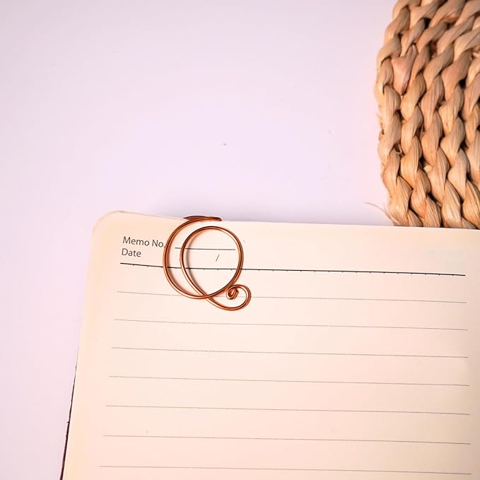 Personalized Initial Copper Bookmark, Set of 5, Handmade Copper Gift for Her, Him, Couple on Birthday, Wedding Anniversary, Alphabet Bookmark (Q)