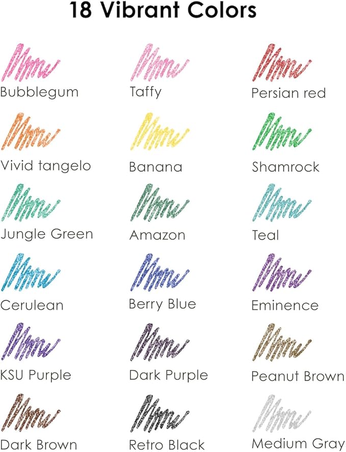 Grabie Glitter Gel Ink Pens, Vibrant Glitter Gel Pens Set, Spark Your Creativity with Every Color of the Rainbow (18 Colors Capped Glitter Gel Pens)