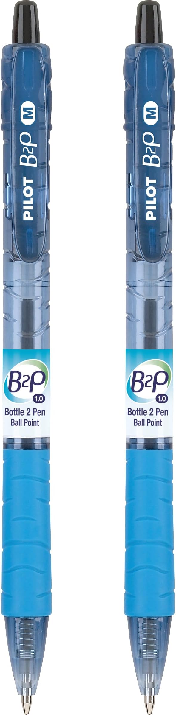 PILOT B2P - Bottle to Pen Refillable & Retractable Ball Point Pen Made From Recycled Bottles, Medium Point, Black Ink, 2-Pack (32805)