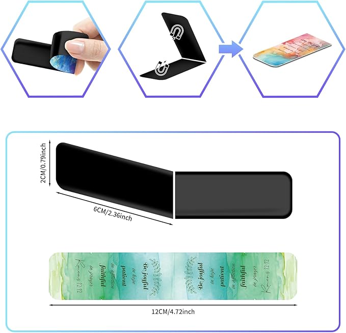 48 Piece Bible Verse Magnetic Bookmarks - Christian Scripture Inspirational Book Marks with Boxes - Religious Motivational Book Marker Prayer Page Clips for Women & Men Reading Gifts(Rainbow Style)