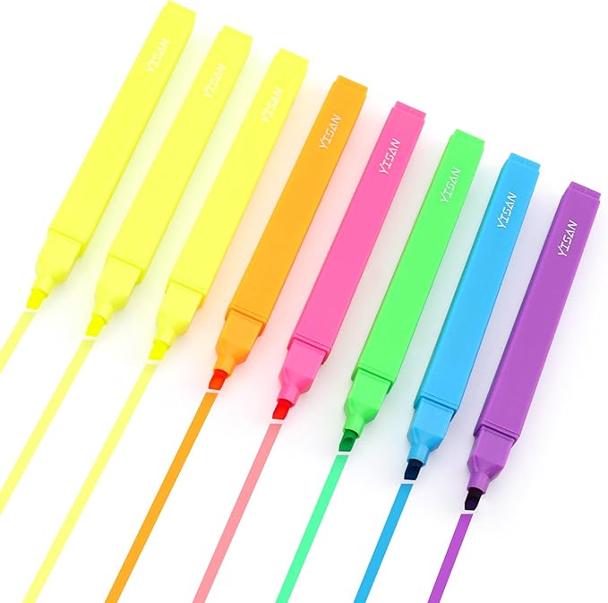 YISAN Highlighters Assorted Colors, no Bleed Pens,Soft Tip for Journal, Bright,70955