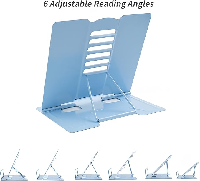 Metal Book Stand Book Holder Book Stand for Reading Adjustable Book Holder for Reading (Full Blue)