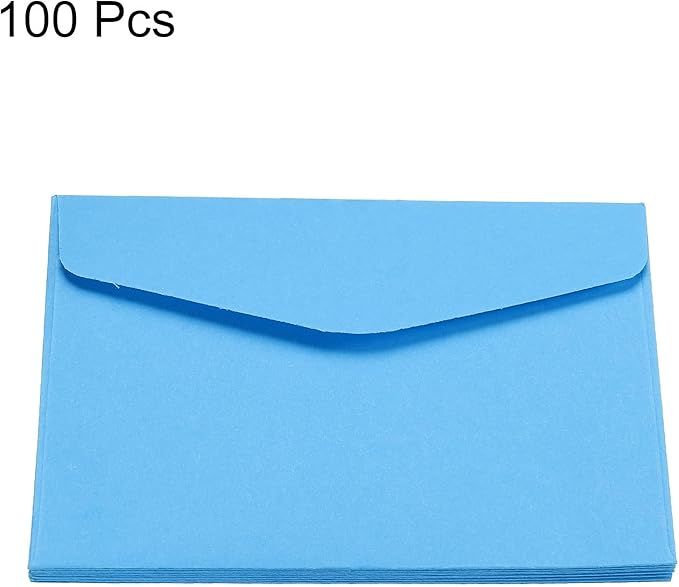 PATIKIL Mini Envelopes, 100 Pack Paper Blank Small Items Storage Business Card Holder for Greeting Note Party, Blue