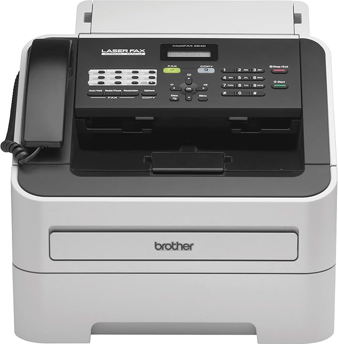 Brother FAX-2840 High Speed Mono Laser Fax Machine, Dark/Light Gray - FAX2840, 17.750x18.125x16.625