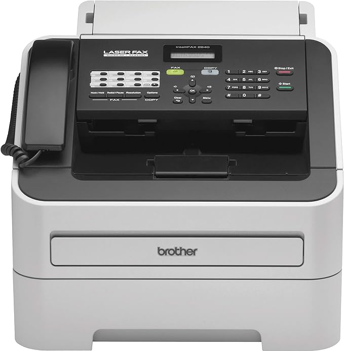 Brother FAX-2840 High Speed Mono Laser Fax Machine, Dark/Light Gray - FAX2840, 17.750x18.125x16.625