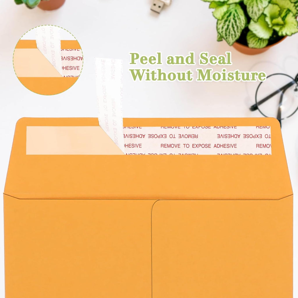 100 Pcs 3 Sizes Catalog Mailing Envelopes, Peel and Seal, Anti Tear Kraft Paper Printable Catalog Envelope for Filing, Storing or Mailing Documents, 6 x 9 In, 9 x 12 In, 10 x 13 In (Yellow)