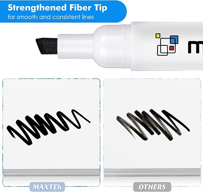 maxtek Black Dry Erase Markers, 16 Count Chisel Tip Markers Dry Erase, Low Odor White Board Markers, Perfect for School, Offices, Home