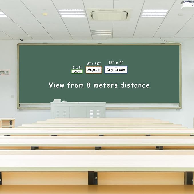 Magnetic Dry Erase Labels Larger 12"x 4", Big Dry Erase Magnetic Labels for Whiteboards, Fridge, School Classroom, Pack of 8