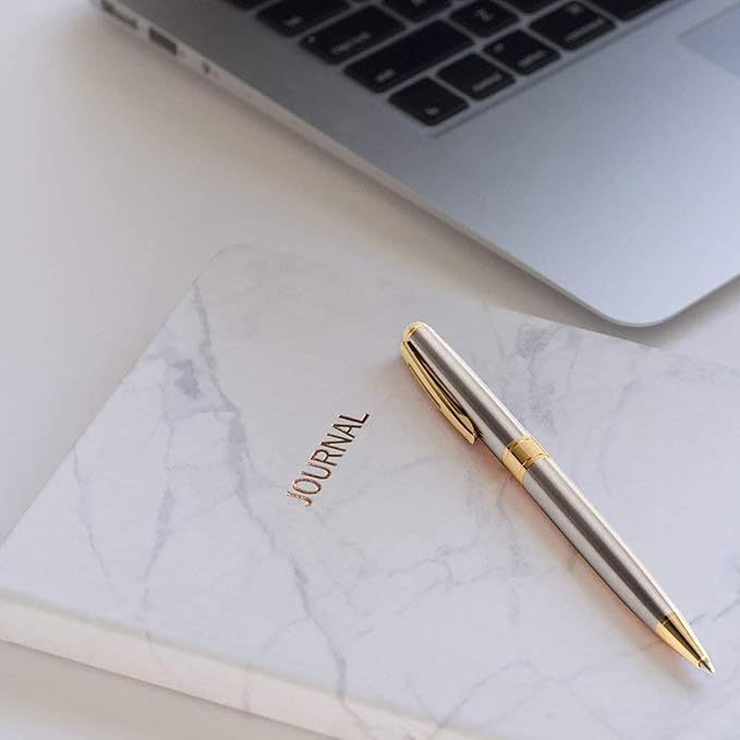 Cambond Ballpoint Pens Ink Pens - Gold Pen Bulk Pens Gift for Men Women Police Retractable Smooth Writing Pens Pack Black Ink 1.0 mm Medium Point,3 Pens with 3 Refills (Gold)