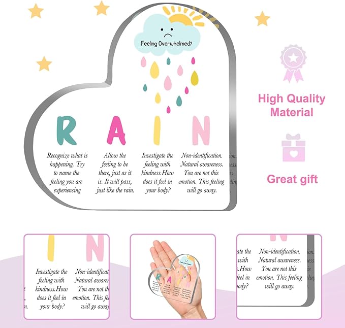 Mindfulness Technique Decor, Mental Health Rain Method Anxiety Coping Strategies Decorations for School Counselor Therapy Office Decor for Teacher Therapist Parents Counselor