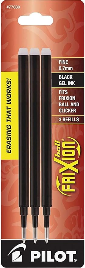 Pilot Gel Ink Refills for FriXion Erasable Gel Pen, Fine Point, Black Ink - Pack of 18 (77330)