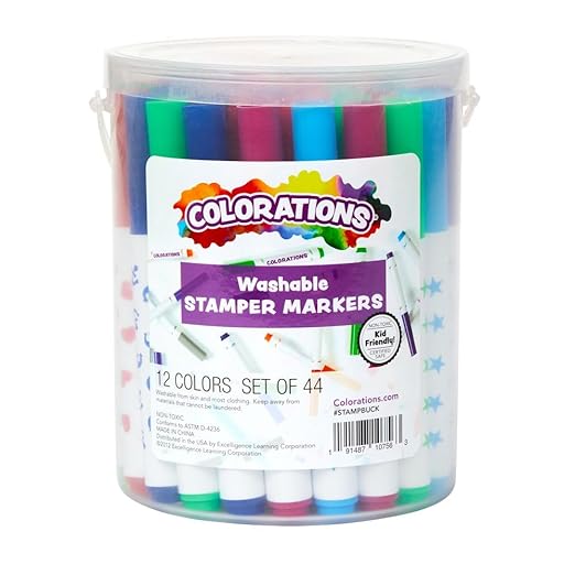 Colorations STAMPBUCK Colorations Washable Marker Stamper Bucket (Pack of 44)