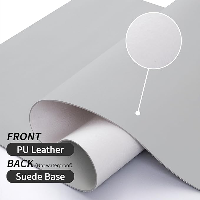 Bloss Leather Desk Pad and Keyboard Wrist Rest, Large Mouse Pad + Keyboard Pad+Mouse Wrist Support, Non-Slip Desk Mat Protector for Office, Home(35.4×15.7 Inches, Light Grey)