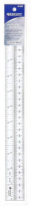 Westcott Metric/Inch Ruler, 30cm, 12", Opaque (M-109)