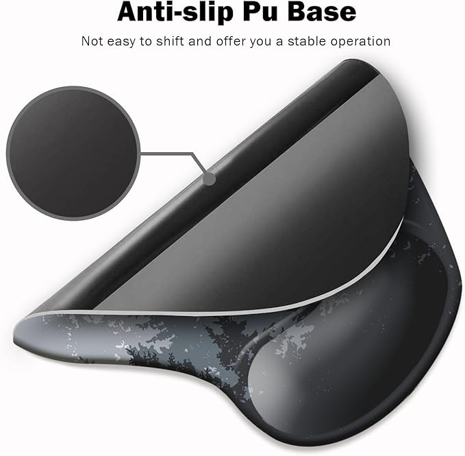 Ergonomic Mouse Pad with Wrist Support and Coaster,Mouse Pads with Non-Slip PU Base for Home Office Working Studying Easy Typing & Pain Relief Forest Pattern