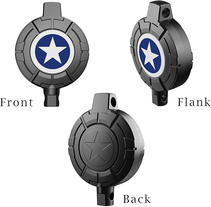 Rotating Blue Star Faceplate Badge Reel with Retractable Steel Wire Keychain, Heavy Duty Carabiner Holder, Ideal for Key & Card Storage Gift for Men
