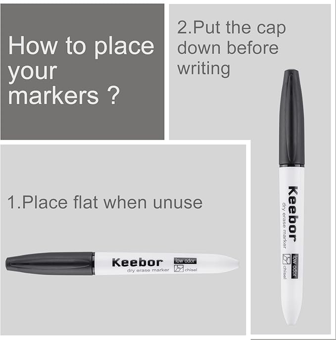 Chisel Tip Dry Erase Markers, 72 Pack Black Marker, Low-Odor White Board Markers, Office & School Supplies