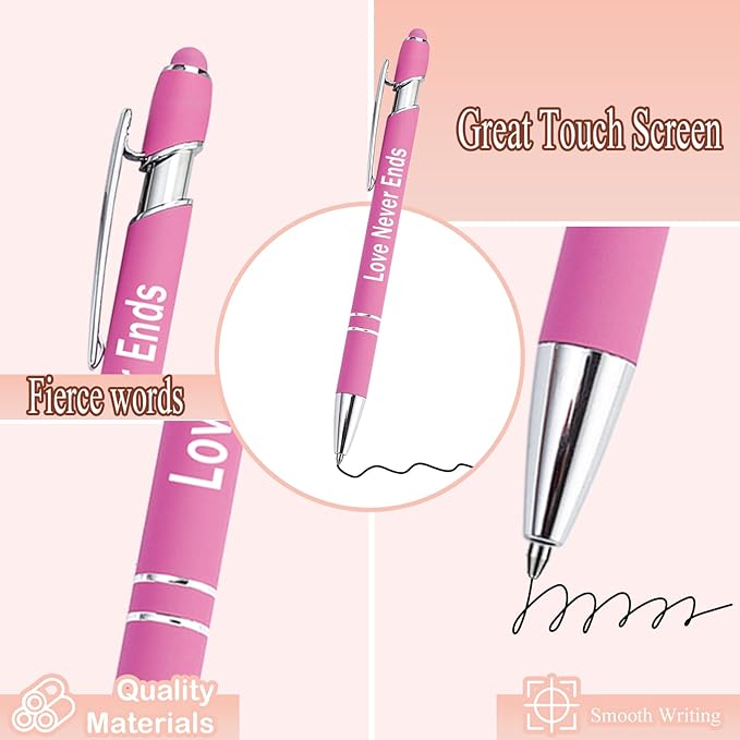 PASISIBICK 14 Pieces Motivational Inspirational Quotes Snarky Screen Touch Stylus Ballpoint Pens for Office Encouraging Scriptures with Black Ink(7 Colors,Boss Lady)