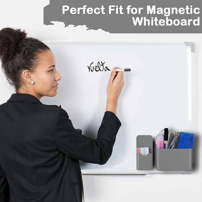 Magnetic Pen Holder,2 Pack Magnetic Dry Erase Marker Holder with Generous Compartments,Strong Magnet Storage Marker Pen Pencil Organizer for Refrigerator,Whiteboard,Locker Accessories